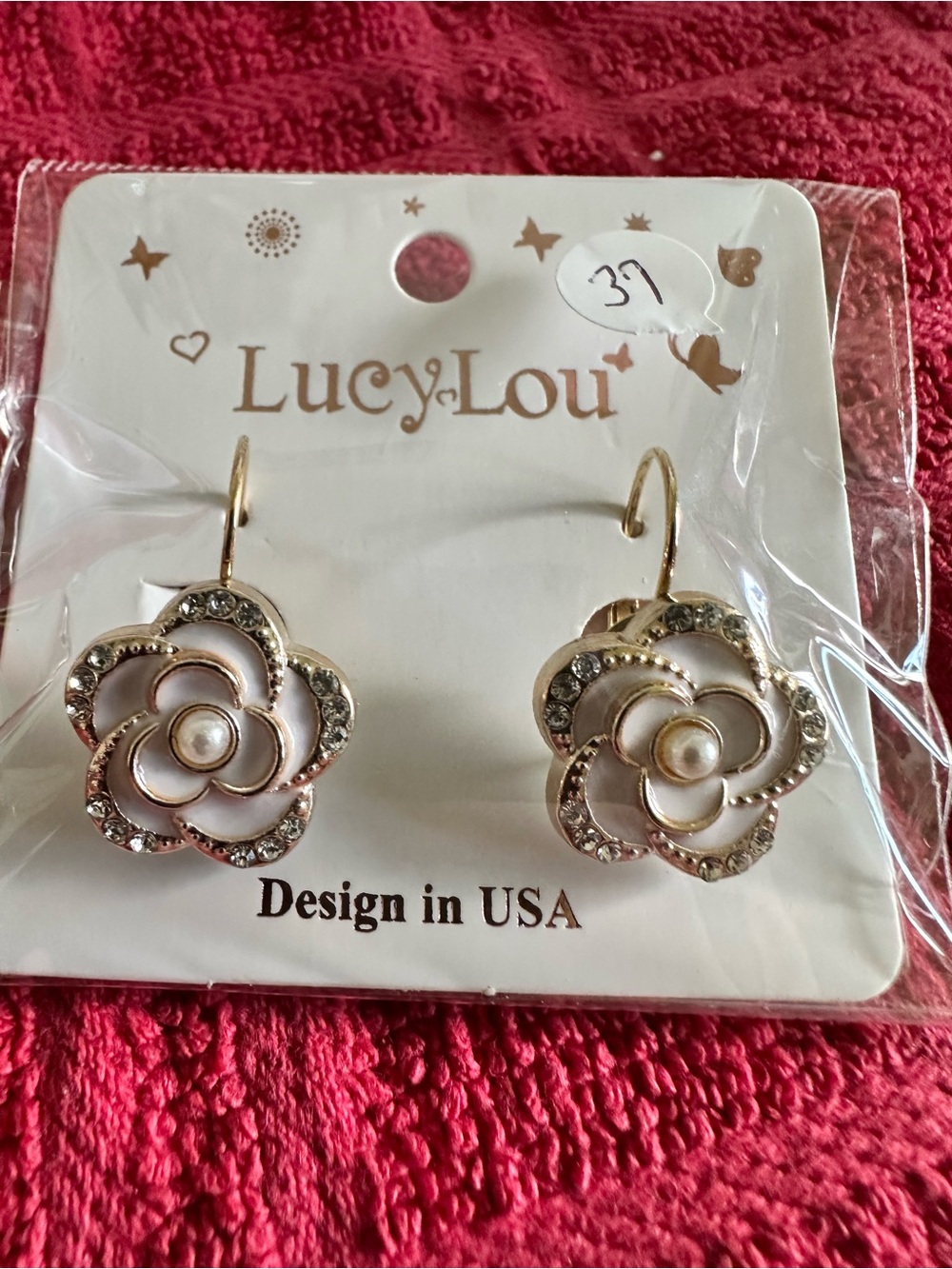 White Pearl Flower Drop Earrings